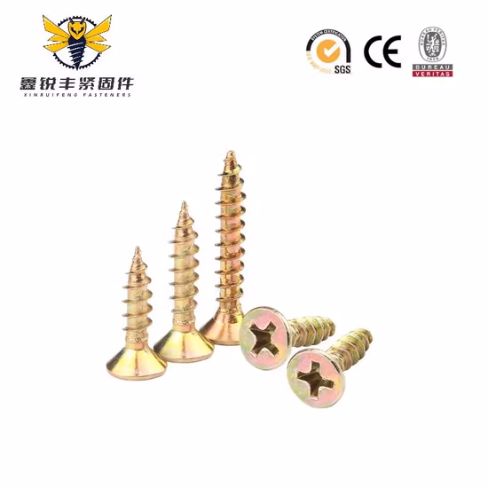 Nel commercio all'ingrosso di legno DIN7505 Giallo Bianco zincato Torx Pozi Phillips Doppio Csk Testa piatta temprato 6X55 3.5X30 MDF Vite per truciolare per mobili in acciaio inossidabile